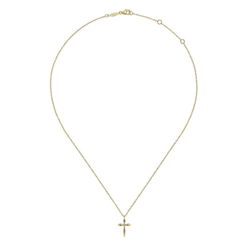 Gabriel & Co. Necklaces 14K Yellow Gold Diamond Cross Pendant Necklace