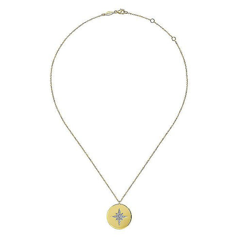 Gabriel & Co. Necklaces 14K Yellow Gold Diamond Star Medallion Necklace
