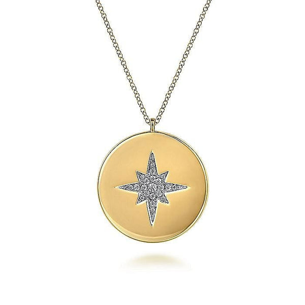 Gabriel & Co. Necklaces 14K Yellow Gold Diamond Star Medallion Necklace