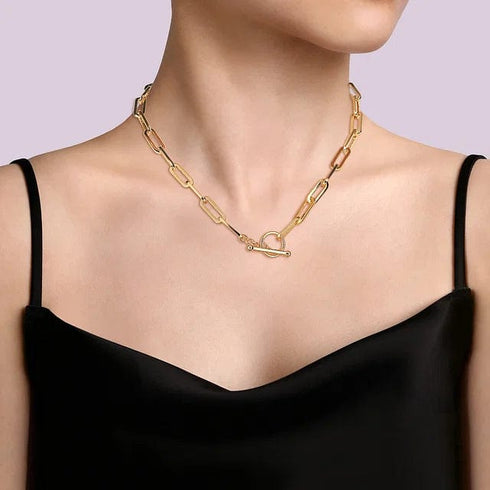 Gabriel & Co. Necklaces 14K Yellow Gold Paperclip Chain Necklace with Toggle