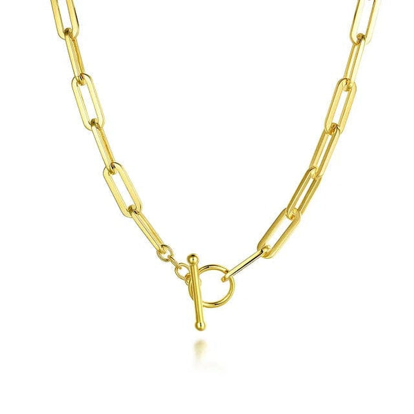 Gabriel & Co. Necklaces 14K Yellow Gold Paperclip Chain Necklace with Toggle