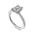 Gabriel & Co. Special Order Engagement Rings 6.5 Mounting Only, Emerald Cut White Gold Engagement Mounting with Thin Diamond Band