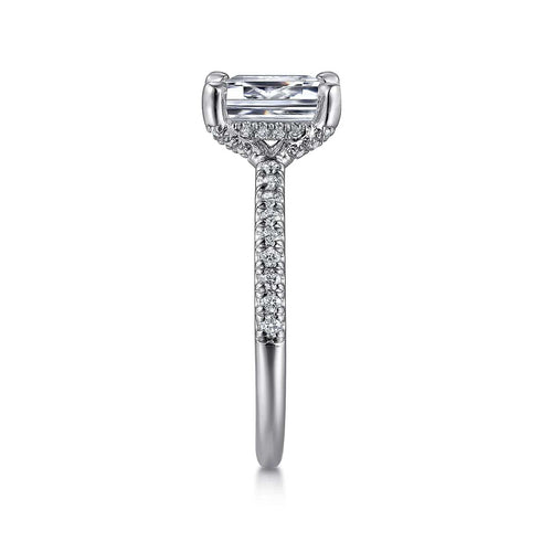 Gabriel & Co. Special Order Engagement Rings 6.5 Mounting Only, Emerald Cut White Gold Engagement Mounting with Thin Diamond Band