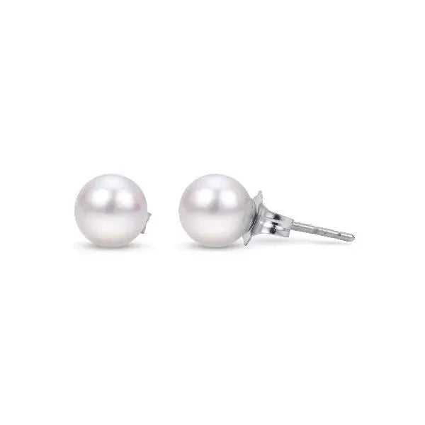 Imperial Earrings 14K White Gold "A" Akoya Pearl Stud Earrings, 5MM