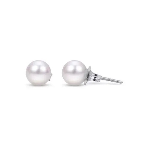Imperial Earrings 14K White Gold Akoya Cultured Pearl Stud Earrings, 4-4.5MM