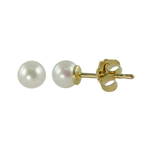 Imperial Earrings 14K Yellow Akoya Cultured Pearl Stud Earrings, 4-4.5MM