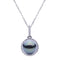 Imperial Necklaces 14K White Gold 8-9MM Tahitian Pearl with Diamond Halo Necklace