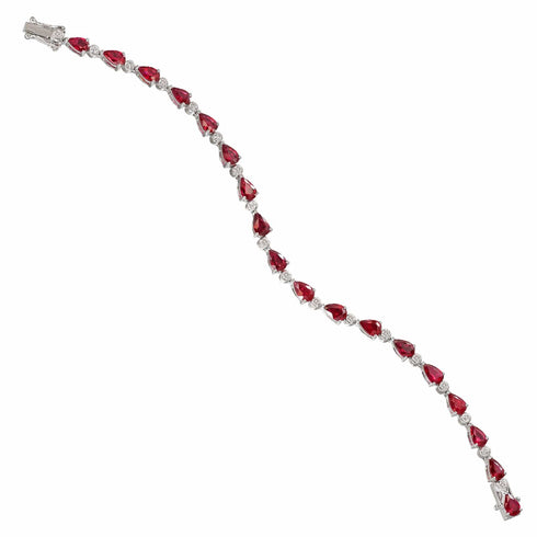 Jyes Bracelets 18K WG Ruby & Diamond Tennis Bracelet