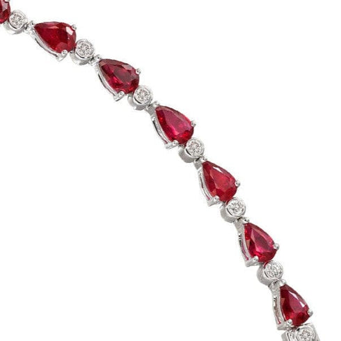 Jyes Bracelets 18K WG Ruby & Diamond Tennis Bracelet