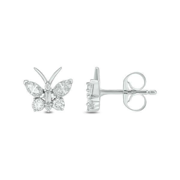 Kallati Earrings 14K White Gold Diamond Butterfly Earrings