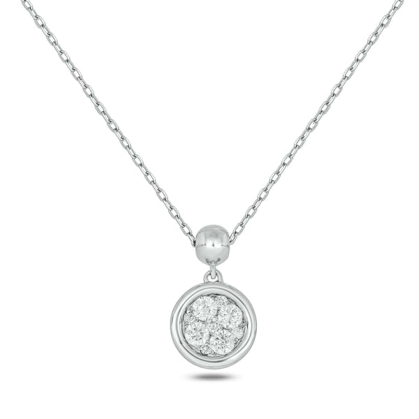 Kallati Necklaces 14K White Gold Diamond Cluster Necklace