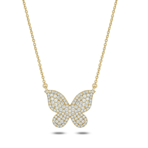Kallati Necklaces 14K Yellow Gold Diamond Butterfly Necklace