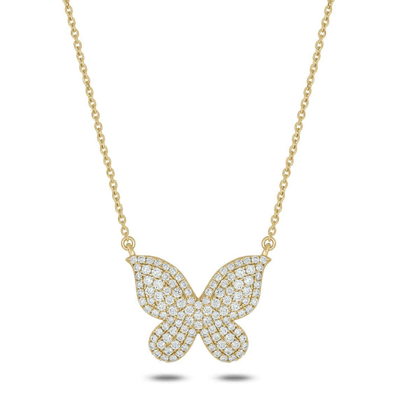 Kallati Necklaces 14K Yellow Gold Diamond Butterfly Necklace