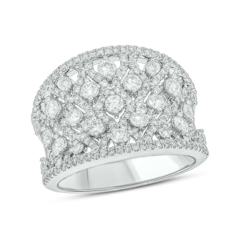Kallati Rings 14K White Gold Diamond Wide Band Fashion Ring