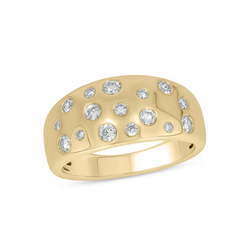 Kallati Rings 14K Yellow Gold Wide Diamond Band