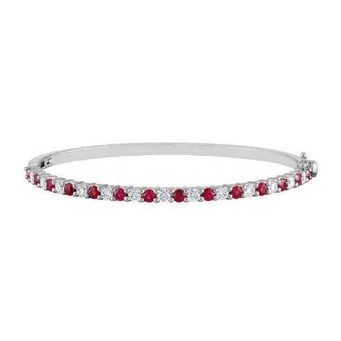 Nasbro Bracelets 14K White Gold Ruby and Diamond Bangle
