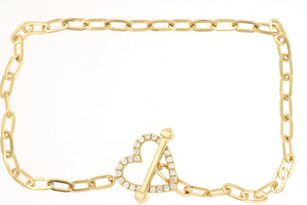 Royal Jewelry Bracelets 14K Yellow Diamond Heart Bracelet