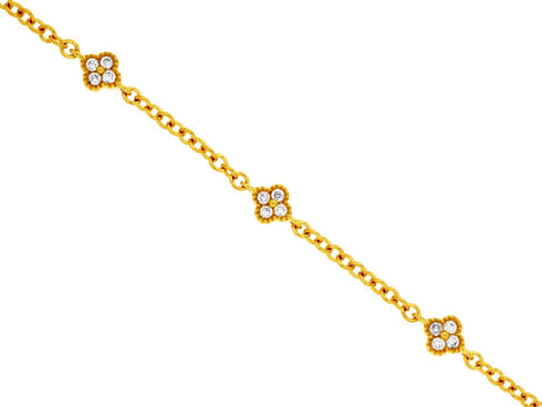 Royal Jewelry Bracelets 14K Yellow Gold 5 Station Diamond Bracelet