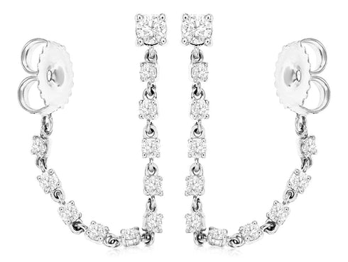 Royal Jewelry Earrings 14K White Gold Diamond Earrings