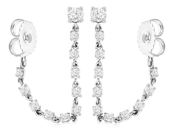 Royal Jewelry Earrings 14K White Gold Diamond Earrings