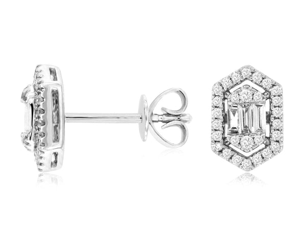 Royal Jewelry Earrings 14K White Gold Diamond Studs
