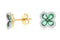 Royal Jewelry Earrings 14K Yellow Gold Emerald & Diamond Floral Stud Earrings