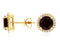 Royal Jewelry Earrings 14K Yellow Gold Garnet & Diamond Halo Stud Earrings
