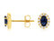 Royal Jewelry Earrings 14K Yellow Gold Oval Sapphire & Diamond Stud Earrings