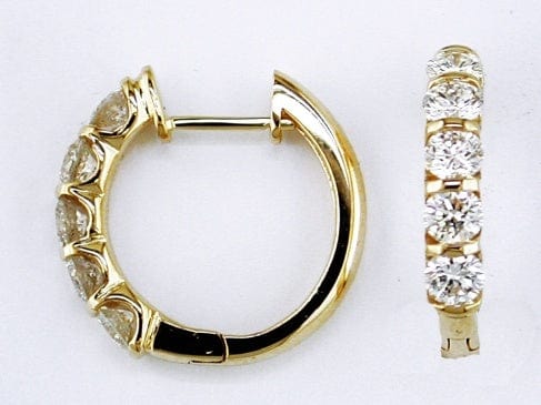 Royal Jewelry Earrings 14K YG 2.0ct tdw Diamond Hoop Earrings