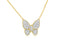 Royal Jewelry Necklaces 14K Yellow Gold Diamond Butterfly Necklace