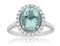 Royal Jewelry Rings 14K White Gold Aquamarine & Diamond Halo Ring