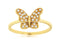 Royal Jewelry Rings 14K Yellow Gold Diamond Butterfly Ring