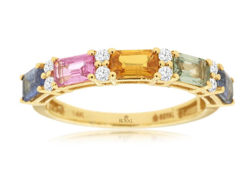 Royal Jewelry Rings 14K Yellow Gold Mixed Sapphire Ring