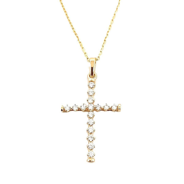 Venetti Necklaces 14K Yellow Gold Diamond Cross Necklace