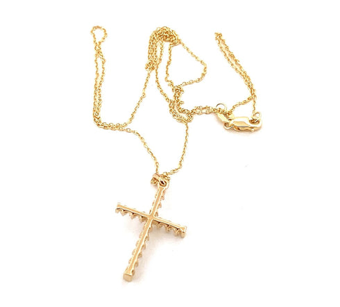 Venetti Necklaces 14K Yellow Gold Diamond Cross Necklace