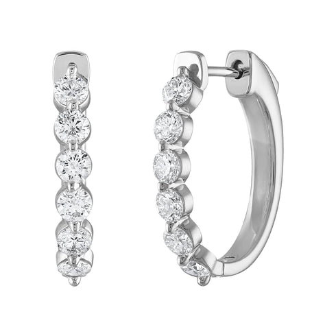 Vimco Earrings 14K White Gold Single Prong Diamond Hoops