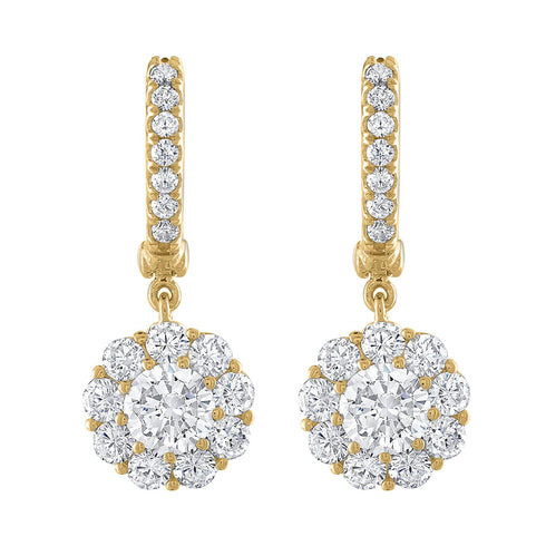 Vimco Earrings 14K Yellow Gold Diamond Dangle Halo Earrings