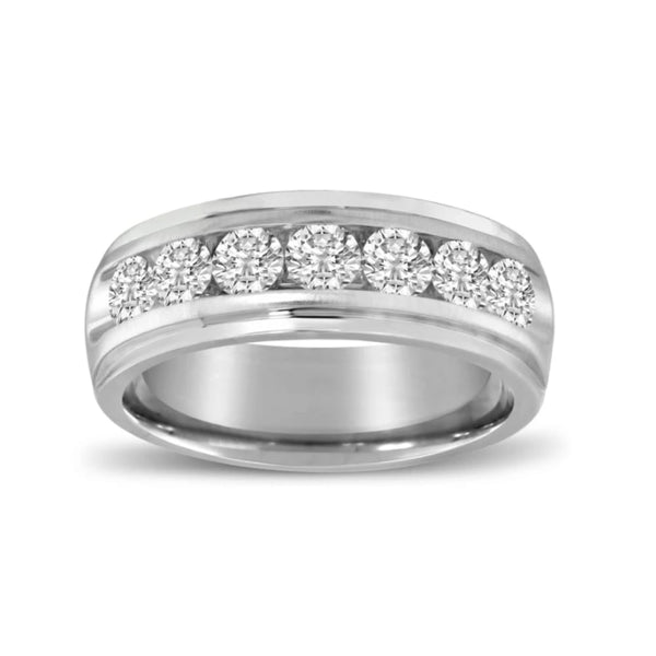 Vimco Men's Wedding Bands 14K White Gold Men's Diamond Band