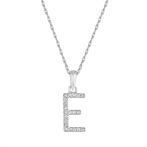 Vimco Necklaces 14K White Gold Diamond "E" Initial Necklace