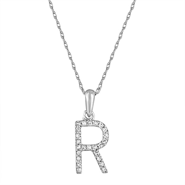 Vimco Necklaces 14K White Gold Diamond "R" Initial Necklace
