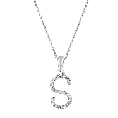 Vimco Necklaces 14K White Gold Diamond "S" Initial Necklace