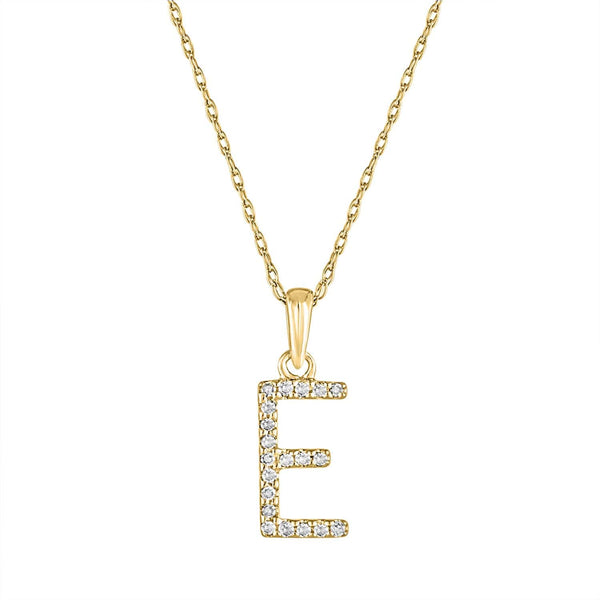 Vimco Necklaces 14K Yellow Gold Diamond "E" Initial Necklace