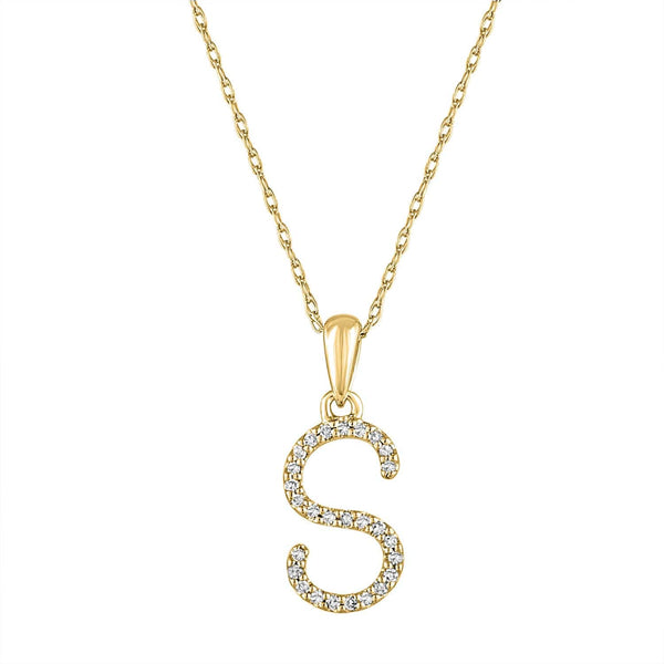 Vimco Necklaces 14K Yellow Gold Diamond "S" Initial Necklace