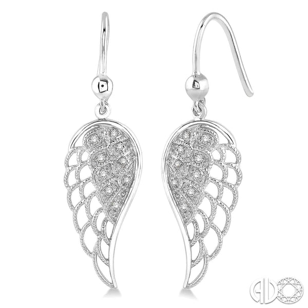 Ashi Earrings Silver and Diamond Angel Wings Earrings