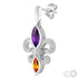 Silver Fleur De Lis Gemstone & Diamond Earrings, LSU Earrings