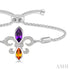 Ashi-SO Bracelets Silver Fleur De Lis Diamond & Gemstone Fleur De Lis Adjustable Bracelet, LSU Bracelet