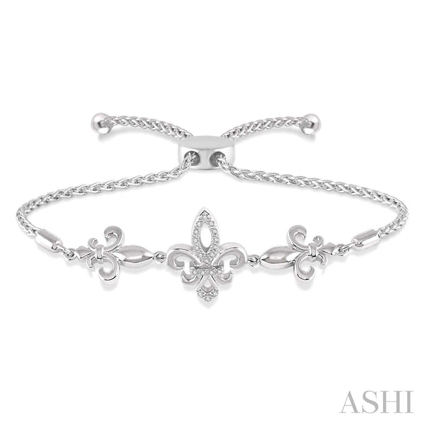 Ashi-SO Bracelets Silver Fleur De Lis Lariat Diamond Bracelet