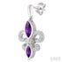 Ashi-SO Earrings Silver Fleur De Lis Amethyst & Diamond Earrings