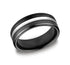 Cobalt Chrome Black Men's Wedding Band with High Polish Center
