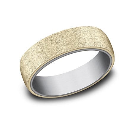 Benchmark Men's Wedding Bands 10 Men's Wedding Band, 6.5MM 14K Yellow Gold and Tantalum